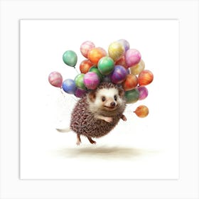 Hedgehog With Balloons 1 Art Print