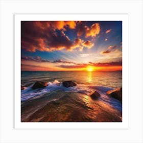 Sunset Over The Ocean 240 Art Print