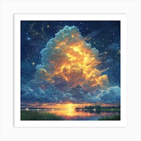 Cloudy Night Sky Art Print