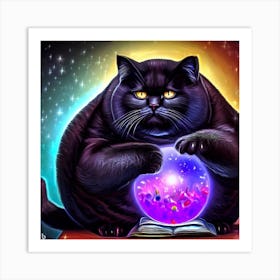 Black Cat With Crystal Ball 8 Art Print