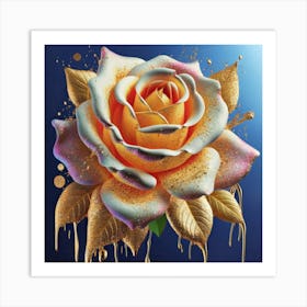 Gold plated white rose 5 Art Print