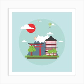 Japanese Architecture Japan Landmark Landscape View Art Print