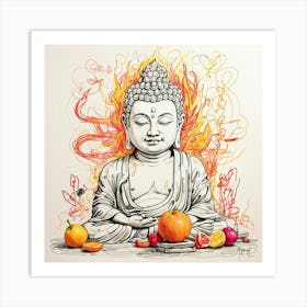 Buddha In Fire Art Print