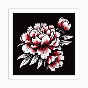 Peony Flower Tattoo Art Print