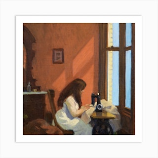 Girl At Sewing Machine, Edward Hopper Square Art Print