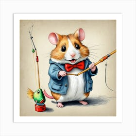 Hamster Fishing 21 Art Print