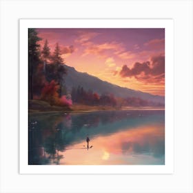 Sunset By The Lake 2 Art Print