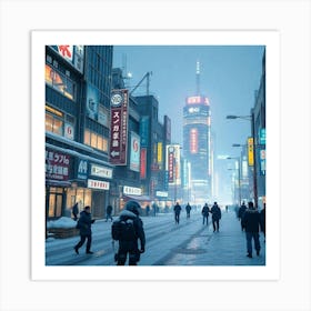 City In Winter 2 Art Print