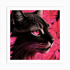 Cat in pink foliage Art Print