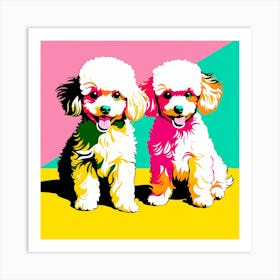 Poodle Pups, This Contemporary art brings POP Art and Flat Vector Art Together, Colorful Art, Animal Art, Home Decor, Kids Room Decor, Puppy Bank - 120th Art Print