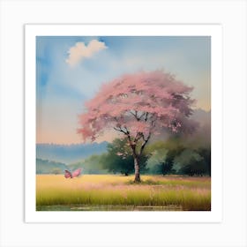 Pink Blossom Tree Art Print