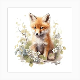 Fox In Flowers Art Print