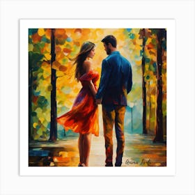 Couple In The Park Art Print