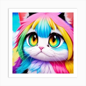 Rainbow Cat pastels Art Print