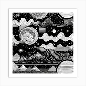 Black And White Drawing Art Print