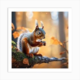 Squirrel In Autumn 5 Art Print