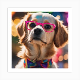 Dog With Glasses Art Print