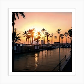 Sunset At The Marina Art Print