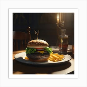 Burger On A Plate 58 Art Print