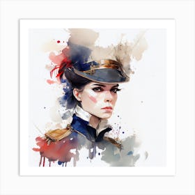 Watercolor Napoleonic Soldier Woman #1 Art Print