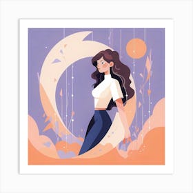 Girl In A Circle Art Print