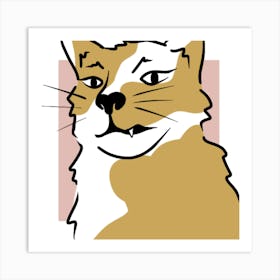 White and ginger cat Art Print