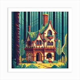Pixel Art Medieval House Poster 1 Art Print