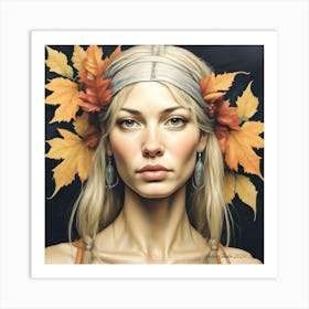 Lady with leaves, By Peter Ghetu 2024 Art Print