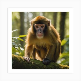 Monkey In The Forest Art Print