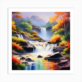 Waterfall Painting Art Print