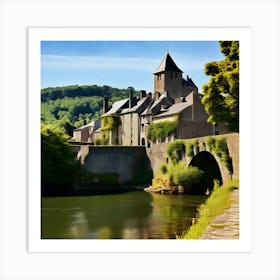 City River Castle Bridge Village Nature Europa History Aveyron Villa Nautical Tour Touris (11) Art Print