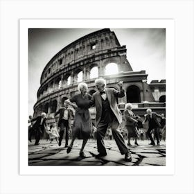 Old People Dancing In Rome Art Print