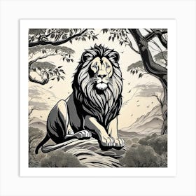 Lion In The Jungle 1 Art Print