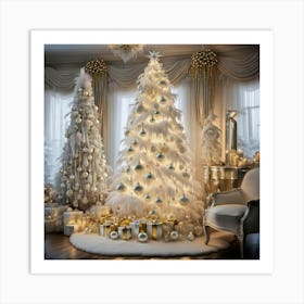 White Christmas Tree Art Print