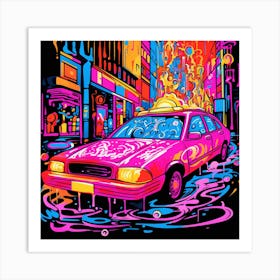 Psychedelic Taxi Art Print