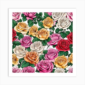 All Roses Colors Flat As Background Ultra Hd Realistic Vivid Colors Highly Detailed Uhd Drawing Art Print