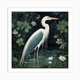 Ohara Koson Inspired Bird Painting Great Blue Heron 5 Square Art Print