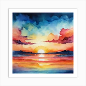 Sunset Watercolor Painting 2 Art Print