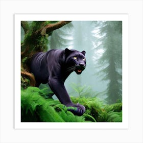 Black Panther In The Forest Art Print