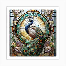 Peacock Stained Glass 7 Art Print