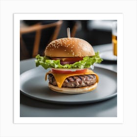 Hamburger On A Plate 47 Art Print