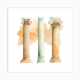 Watercolor Greek Columns Art Print