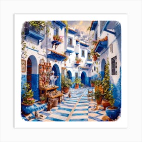 Blue chefchaoun In Morocco Art Print