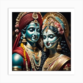 Radhakrishna together AI image Art Print