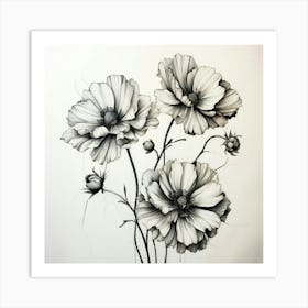 Black And White Flowers 7 Art Print