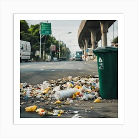 Garbage Can On The Street Art Print