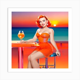 Pin Up Girl Aperol spritz Art Print