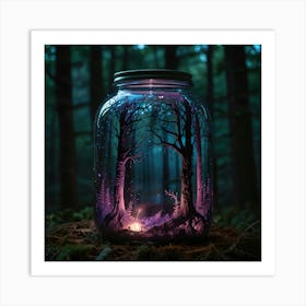 Mason Jar Forest1 Art Print