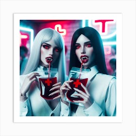 Two Vampires Drinking Blood Art Print