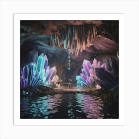 Crystal Cavern with Magical Crystals Art Print